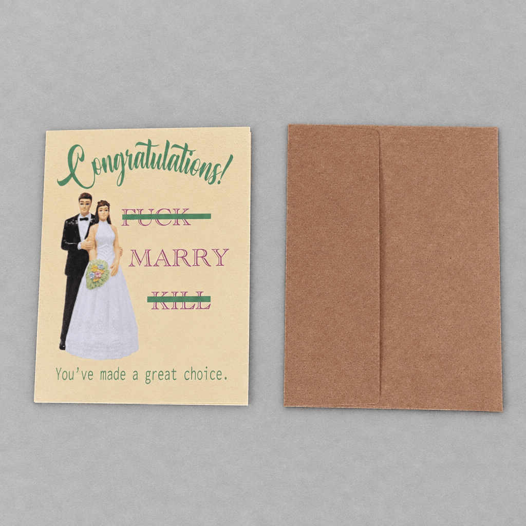 Fuck Marry Kill Wedding Card photo 4 on the lighter grey backdrop