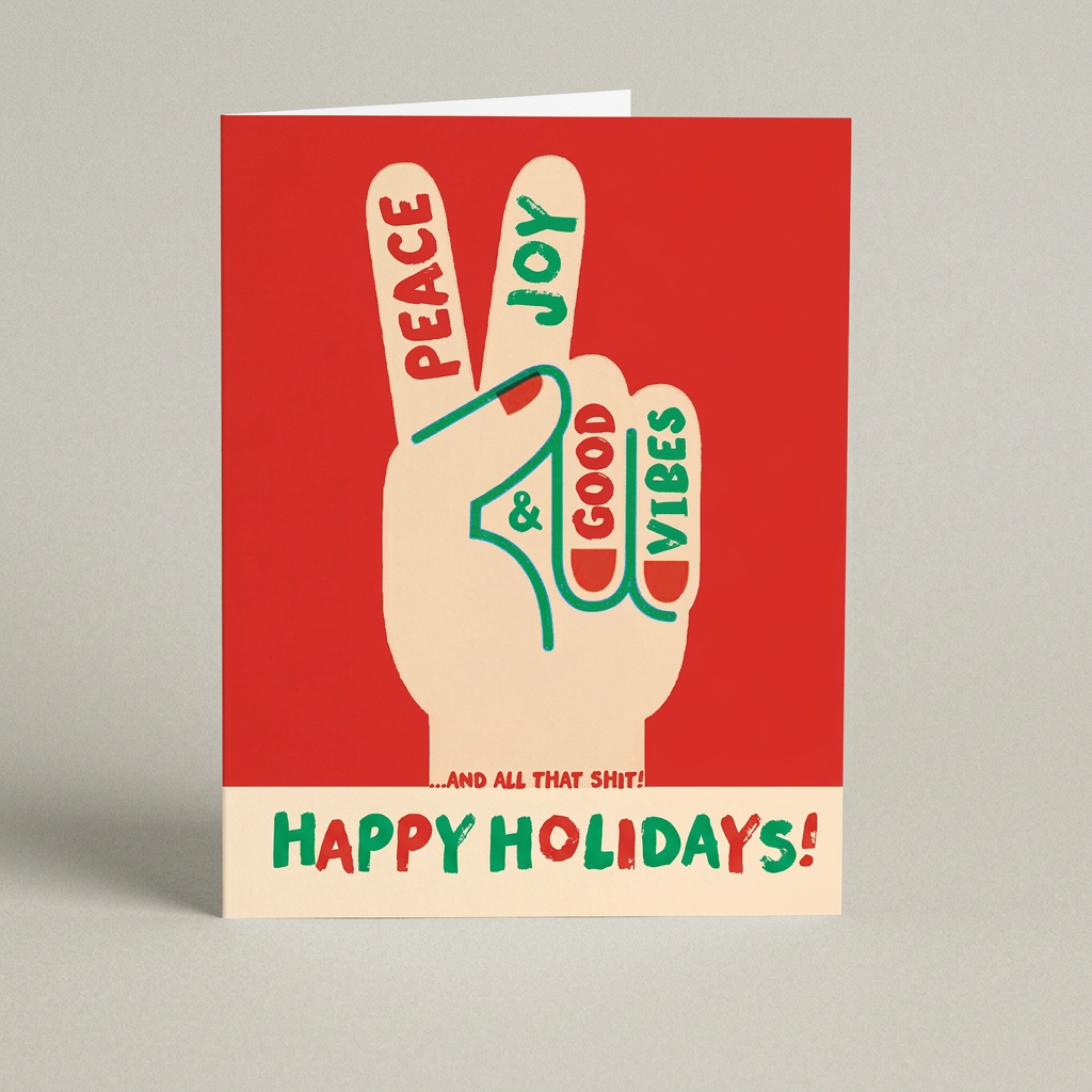 Good Vibes Holiday Card front on muted light grey