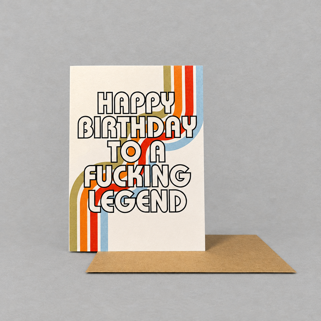 Happy Birthday To A Fucking Legend Card photo 4 on the lighter grey backdrop