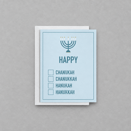 Happy Hanukkah Greeting Card photo 1 on the lighter grey backdrop