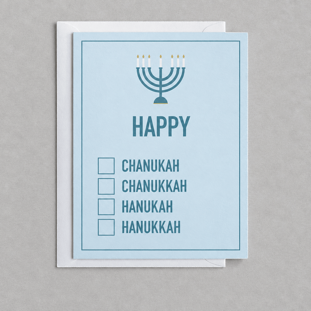 Happy Hanukkah Greeting Card photo 2 on the lighter grey backdrop