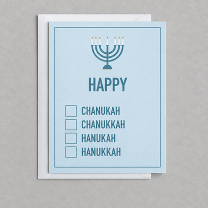 Happy Hanukkah Greeting Card photo 2 on the lighter grey backdrop