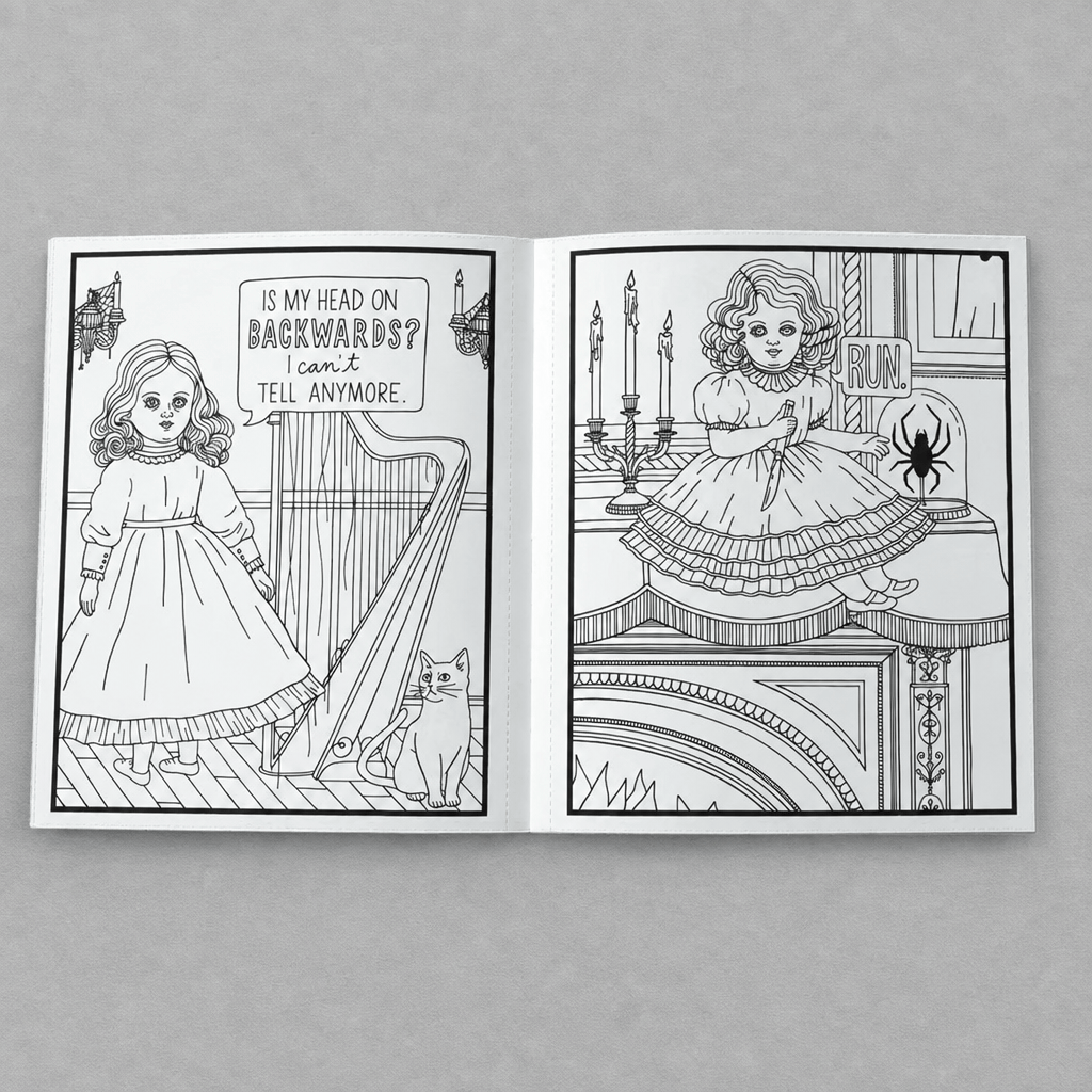 Haunted Dolls Coloring Book photo 2 on the lighter grey backdrop