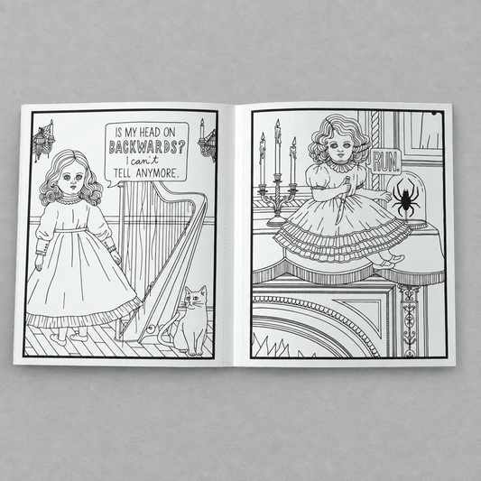 Haunted Dolls Coloring Book photo 2 on the lighter grey backdrop