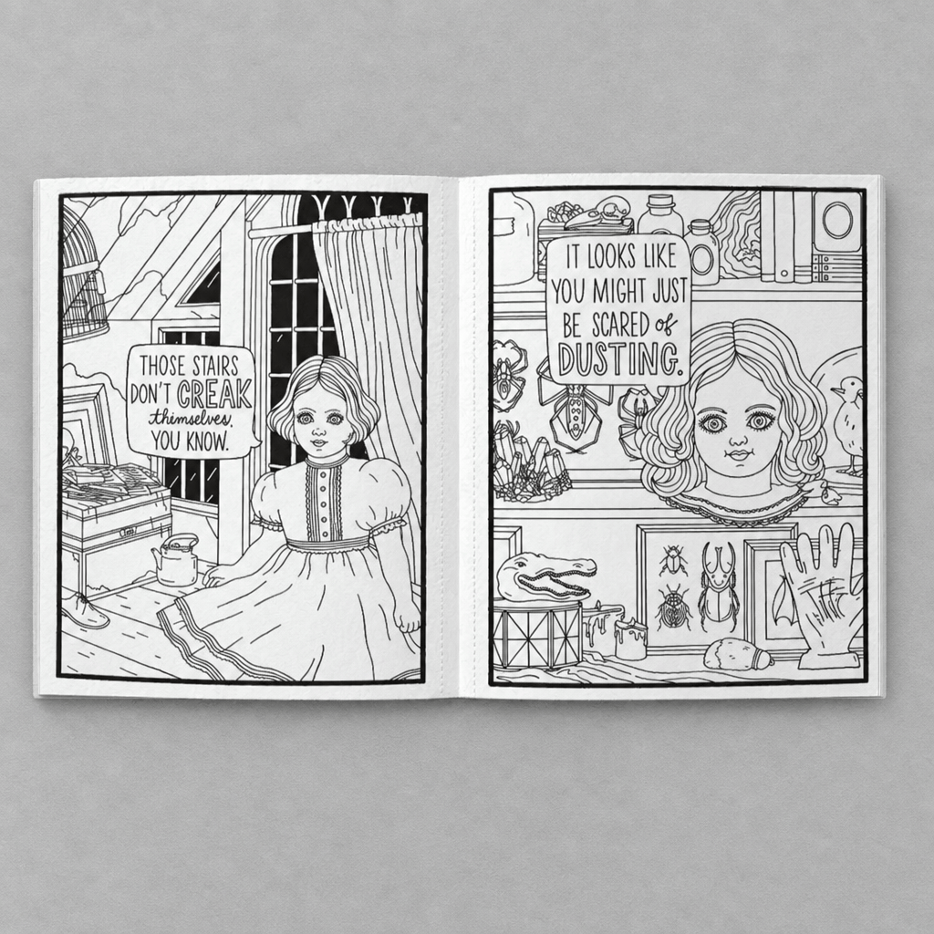 Haunted Dolls Coloring Book photo 3 on the lighter grey backdrop