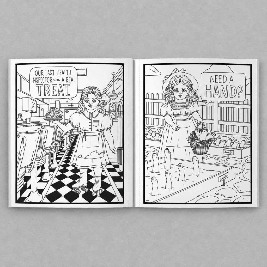Haunted Dolls Coloring Book photo 4 on the lighter grey backdrop