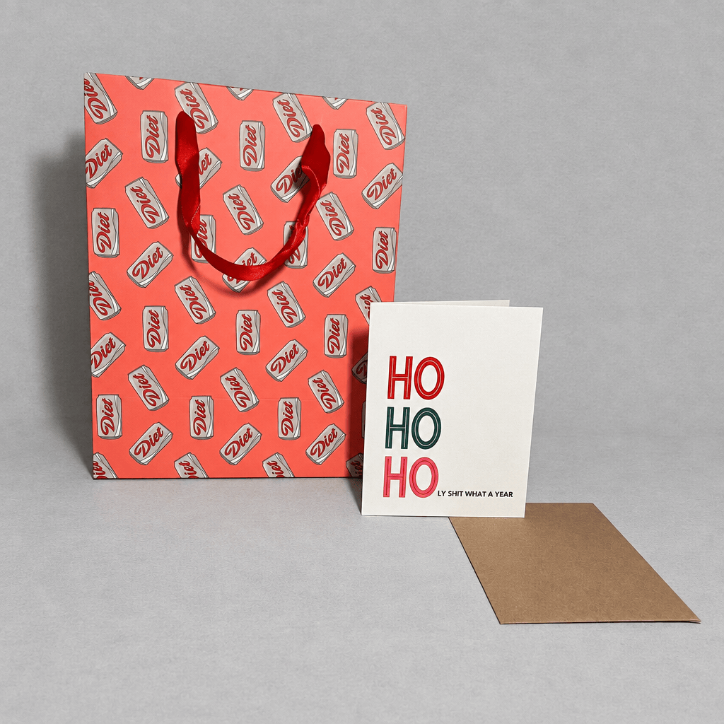 Ho Ho Holy Shit What A Year Card photo 3 on the lighter grey backdrop
