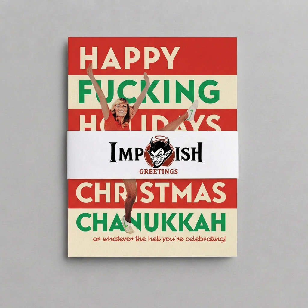 Holiday card pack with Impish Greetings packaging band