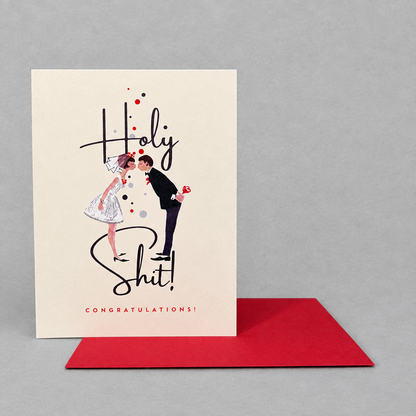 HOLY SHIT! wedding card photo 2 on the lighter grey backdrop