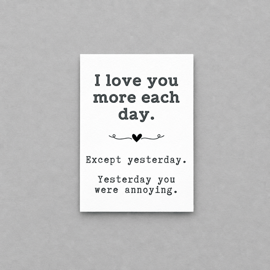 I Love You More Greeting Card photo 1 on the lighter grey backdrop