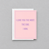 I Love You the Most card on a muted light-grey background