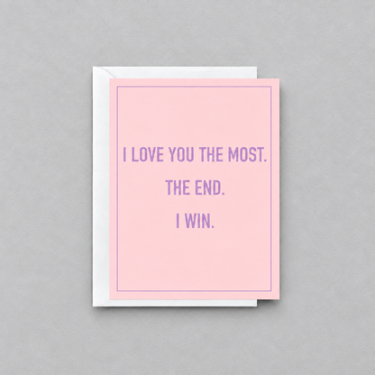 I Love You the Most card on a muted light-grey background