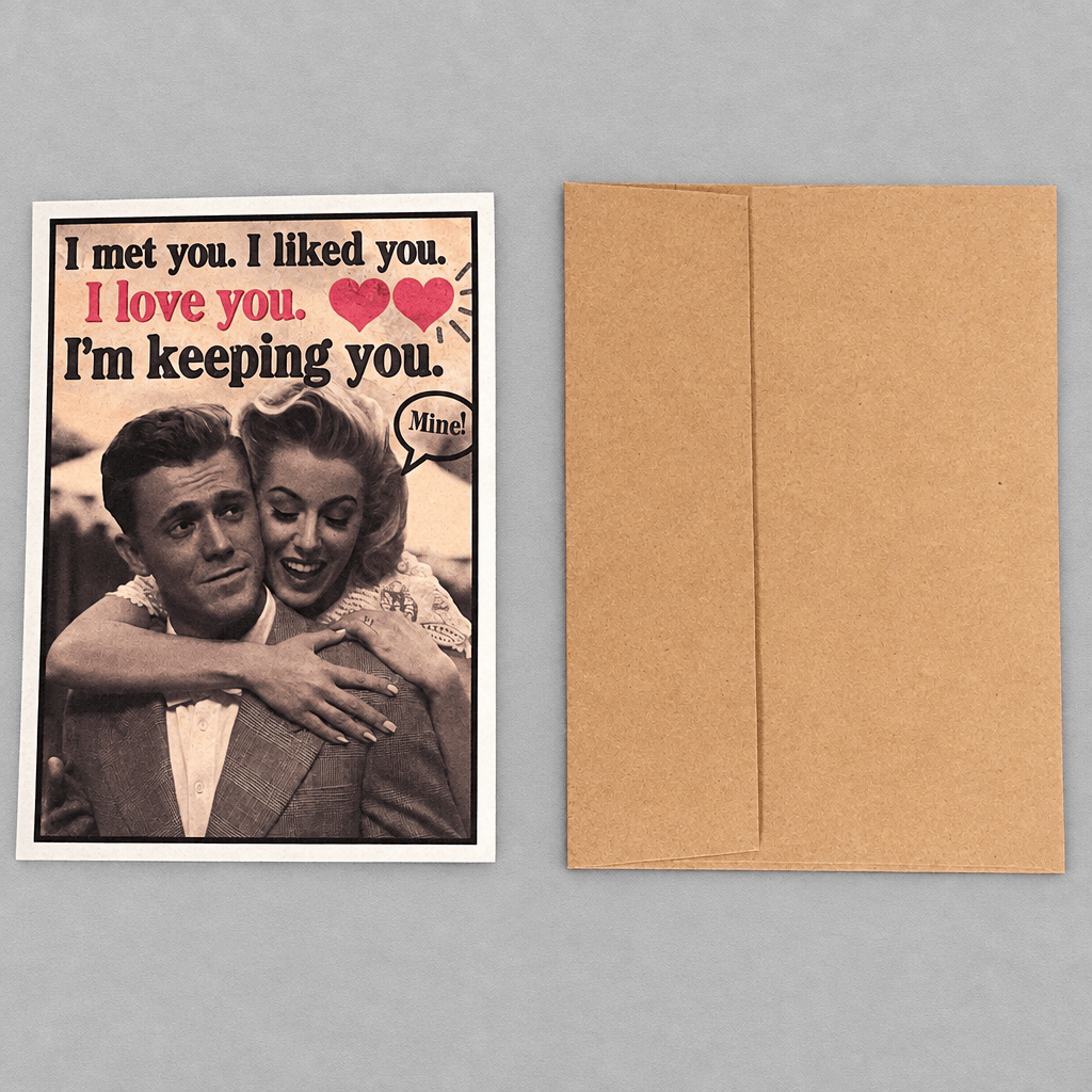 I met you. I liked you. I'm keeping you card photo 4 on the lighter grey backdrop