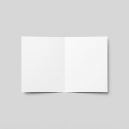 Open blank white card interior on muted light grey background