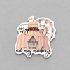 Impish Greetings Not My Circus Not My Monkeys vinyl sticker with a pink circus tent and ferris wheel illustration.