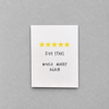 Impish Greetings anniversary card with five yellow stars and the text Five Stars Would Marry Again on white cardstock