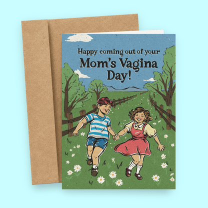Impish Greetings funny birthday card featuring vintage illustration of children playing with humorous text