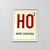 Impish Greetings HO Cubed greeting card with red text and green exponent on cream cardstock with white envelope