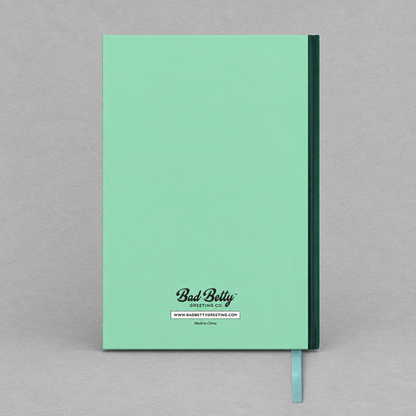 Impish Greetings Let Me Overthink This mint green A5 hardcover notebook with a ribbon bookmark and matte finish.