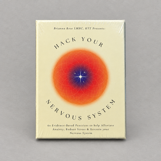 Impish Greetings Hack Your Nervous System card deck with a cream cover and a vibrant orange and blue star graphic.