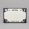 Impish Greetings Ouija board notepad with black and white mystical sun and moon illustrations on recycled paper