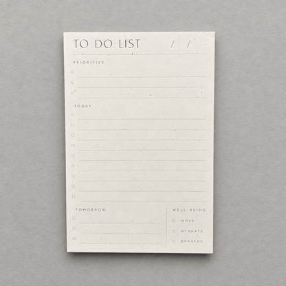 Impish Greetings Wilde House Paper recycled paper to do list pad with sections for priorities and well-being
