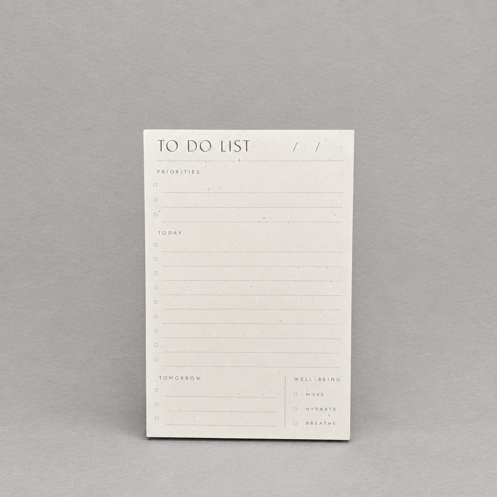 Impish Greetings Wilde House Paper recycled paper to do list pad with sections for priorities and well-being