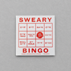 Impish Greetings Sweary Bingo game box featuring red text on a white background with explicit adult humor phrases.
