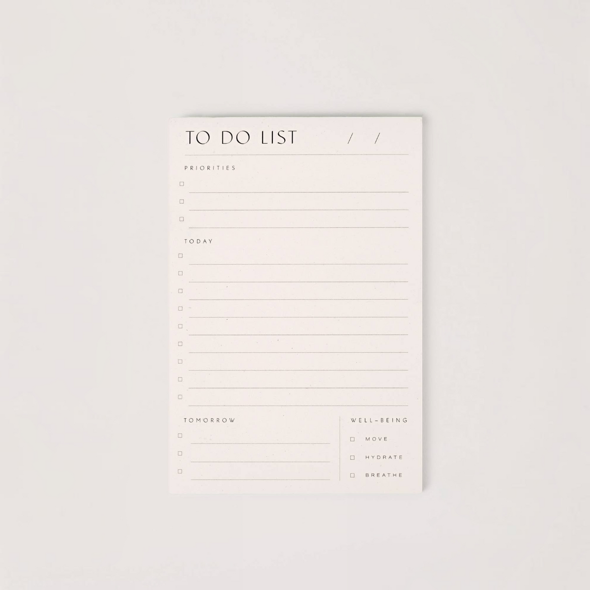 Impish Greetings Wilde House Paper to do list pad on recycled paper with sections for priorities and well-being