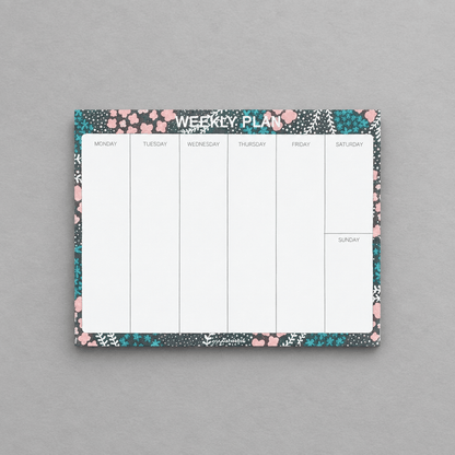 Impish Greetings weekly planner notepad with floral border on eco-friendly paper for organizing daily tasks