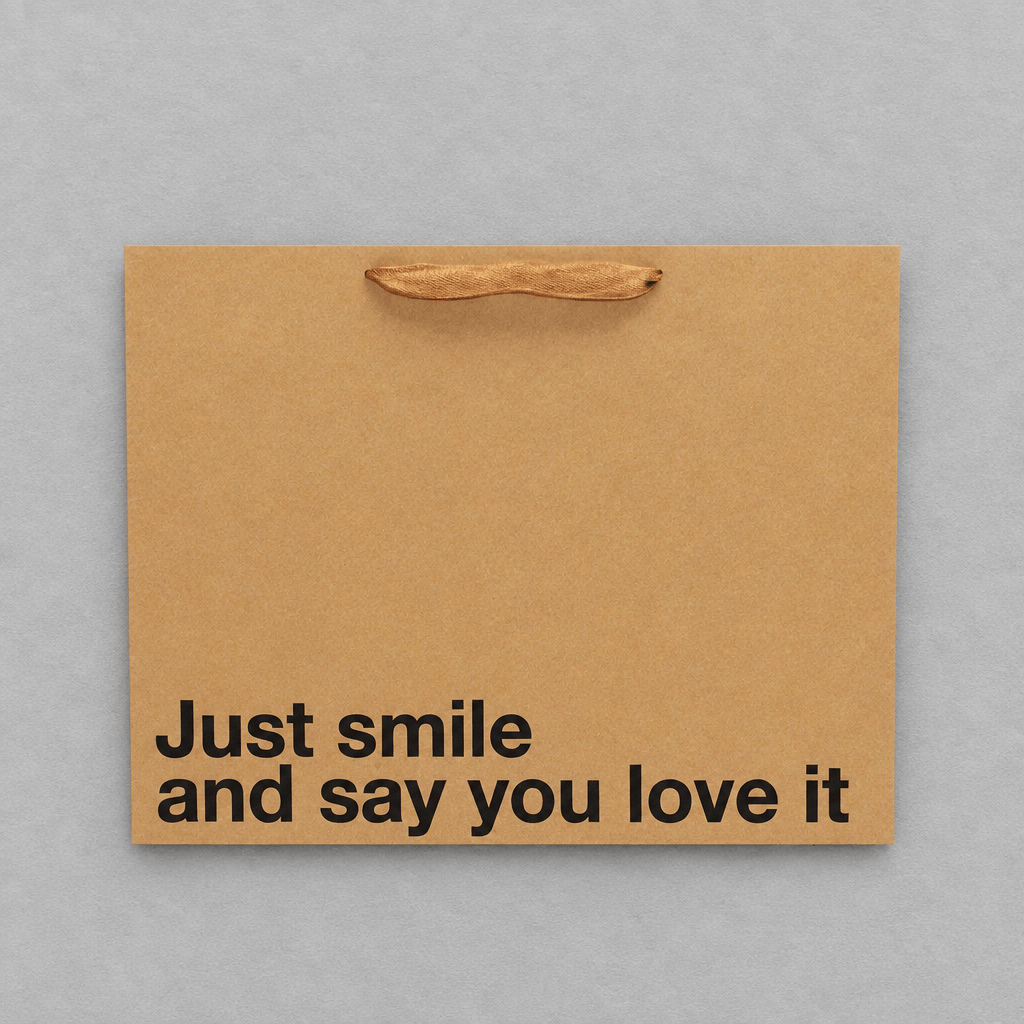Just Smile and Say You Love It Large Gift Bag photo 2 on the lighter grey backdrop