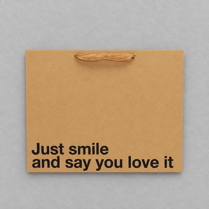 Just Smile and Say You Love It Large Gift Bag photo 2 on the lighter grey backdrop