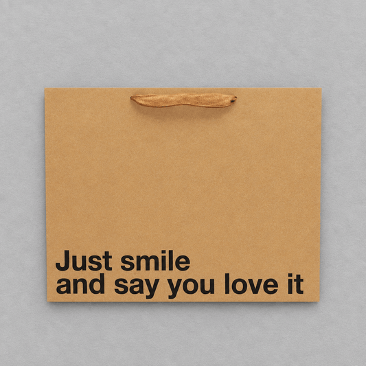 Just Smile and Say You Love It Large Gift Bag photo 2 on the lighter grey backdrop