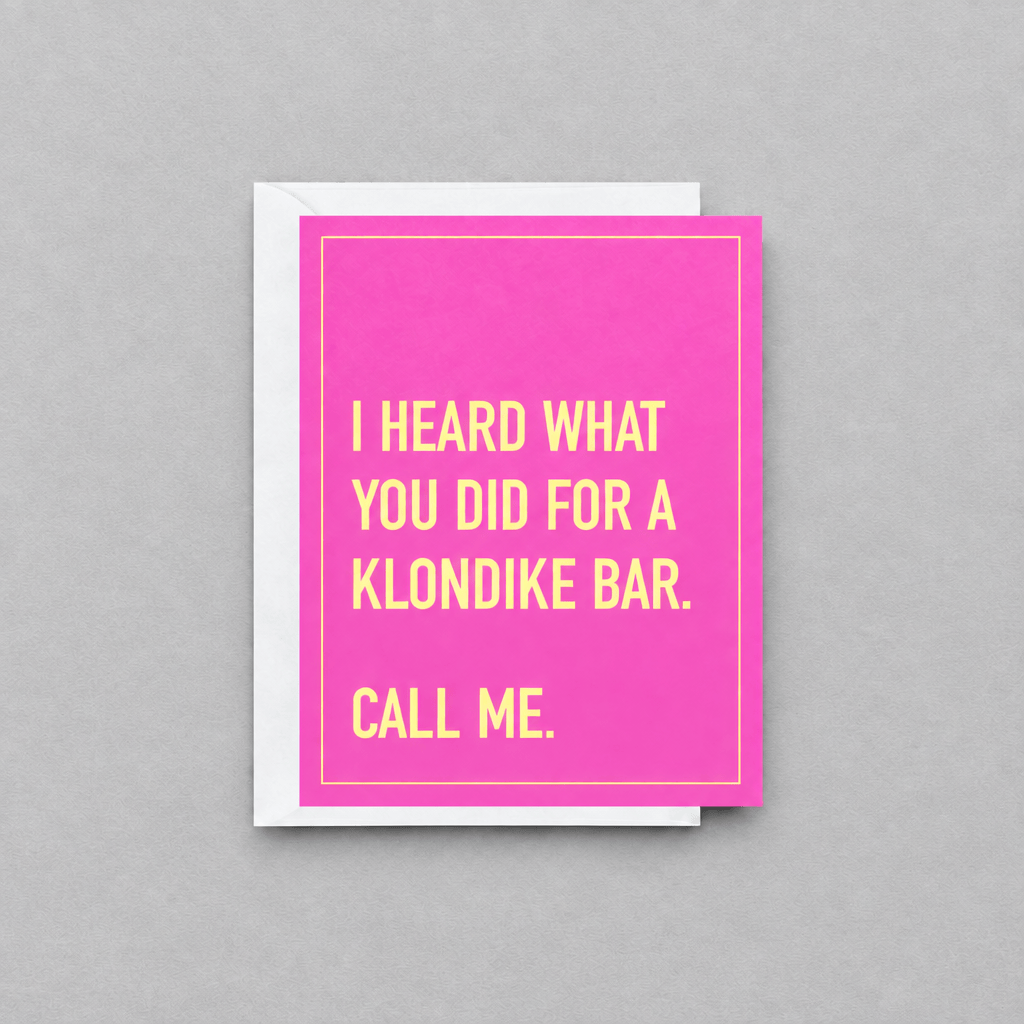 Klondike Bar card with a slightly lighter grey background