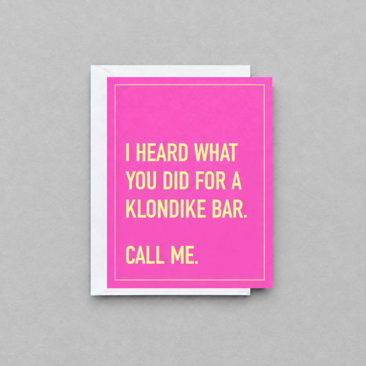 Klondike Bar card with a slightly lighter grey background