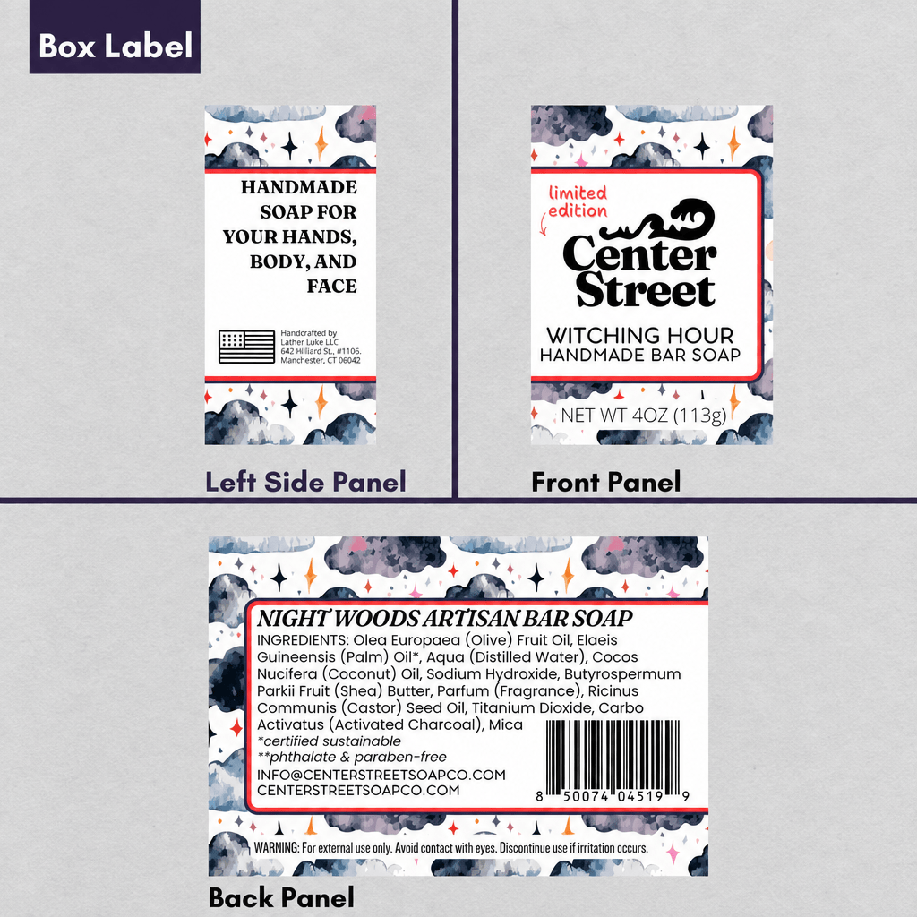 Labels on muted grey