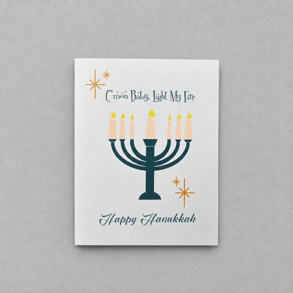 Light My Fire Hanukkah Card photo 1 on the lighter grey backdrop