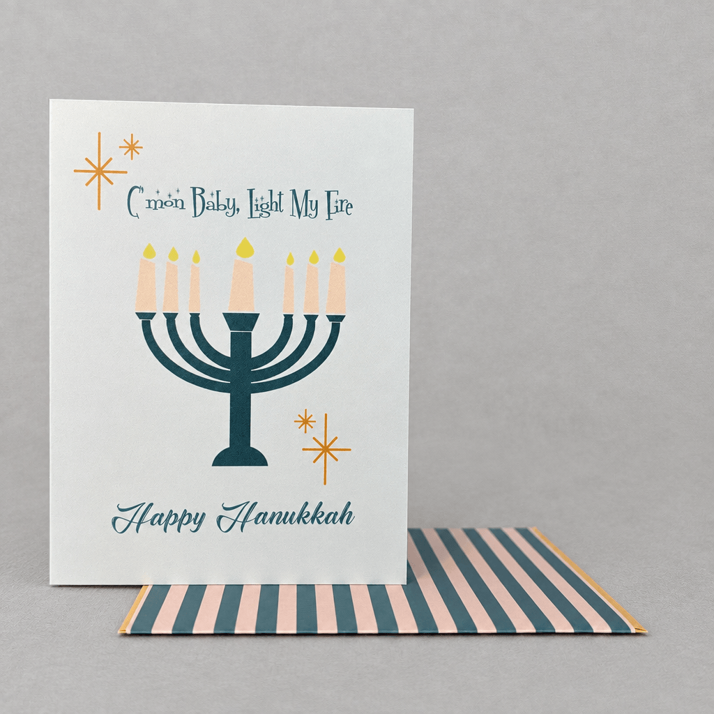 Light My Fire Hanukkah Card photo 2 on the lighter grey backdrop