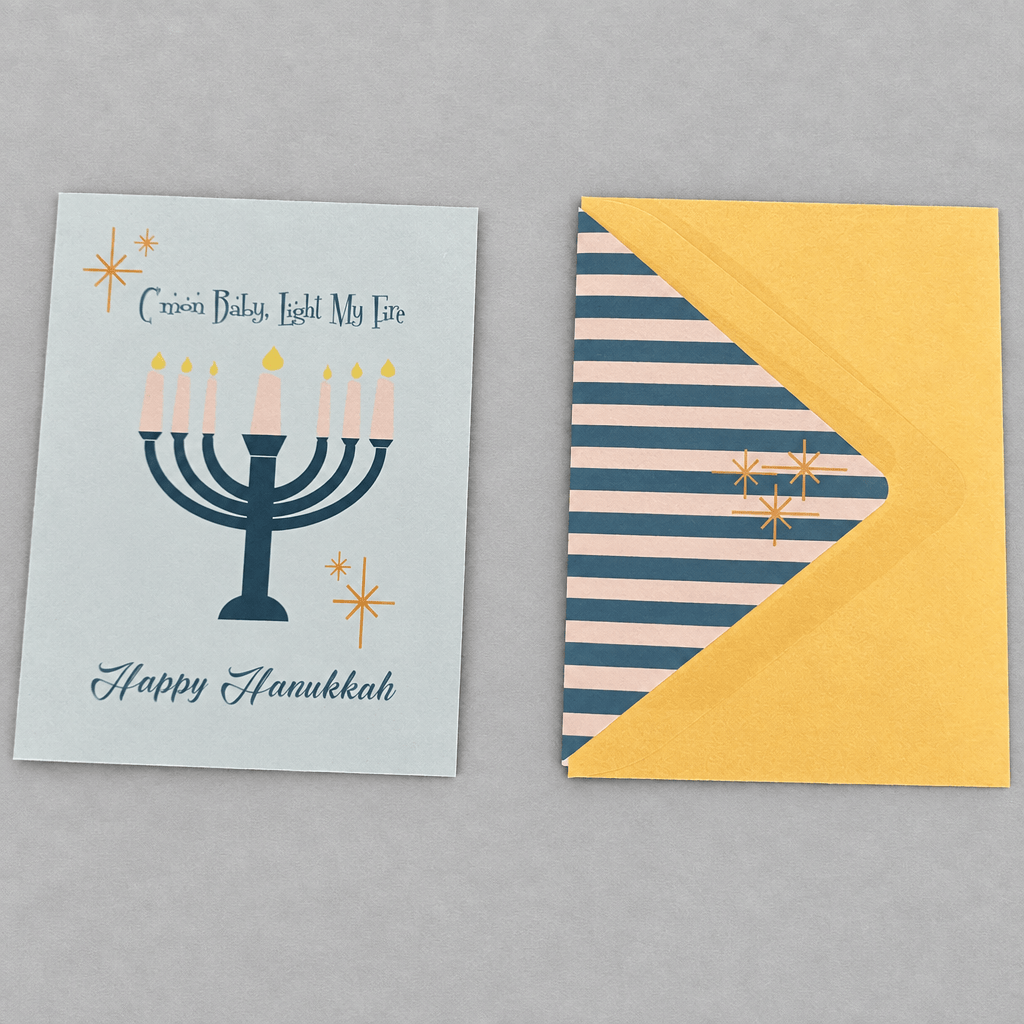 Light My Fire Hanukkah Card photo 4 on the lighter grey backdrop