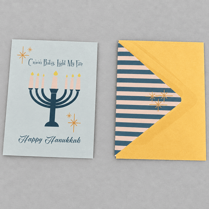 Light My Fire Hanukkah Card photo 4 on the lighter grey backdrop