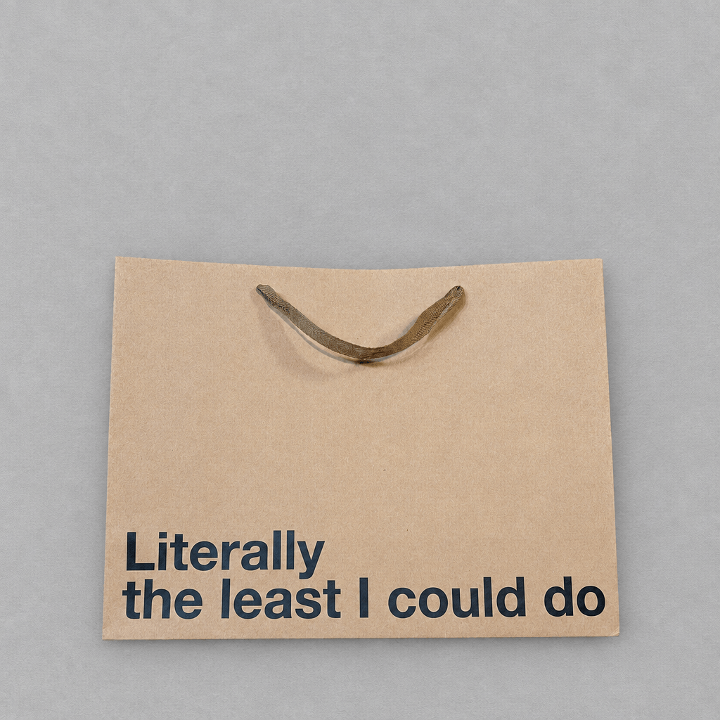 Literally The Least I Could Do Large Gift Bag photo 1 on the lighter grey backdrop
