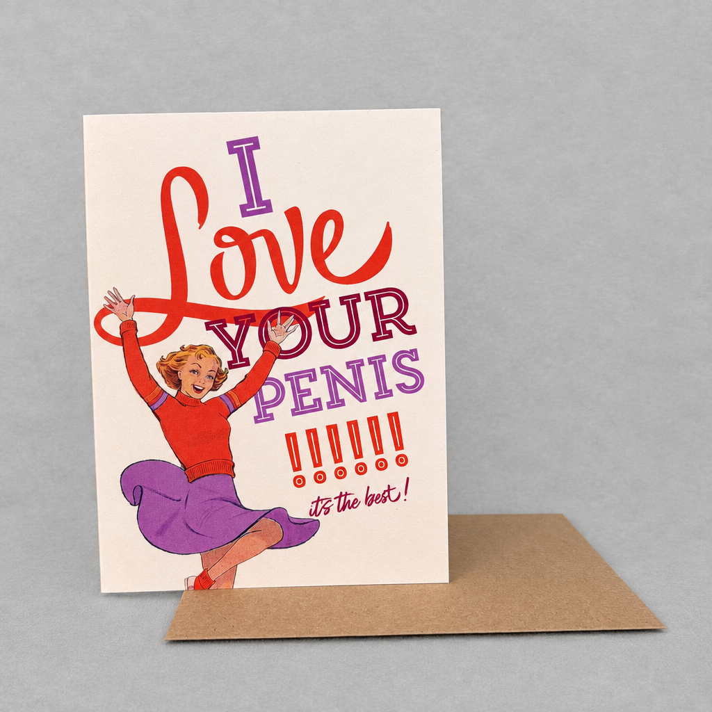 Love Your Penis Love/Anniversary Card photo 2 on the lighter grey backdrop
