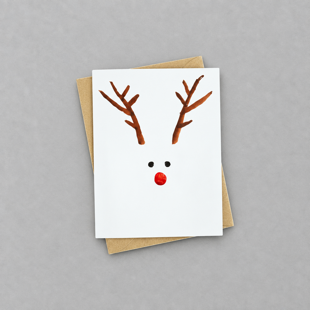 Minimalist Reindeer Holiday Card photo 2 on the lighter grey backdrop