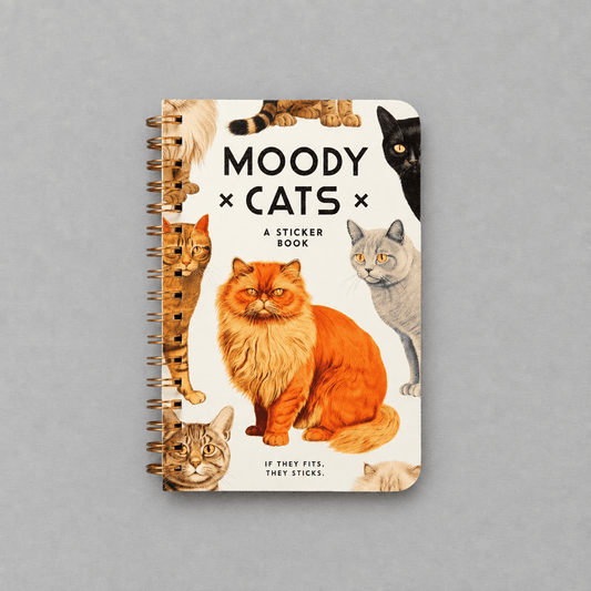Moody Cats Sticker Book photo 1 on the lighter grey backdrop
