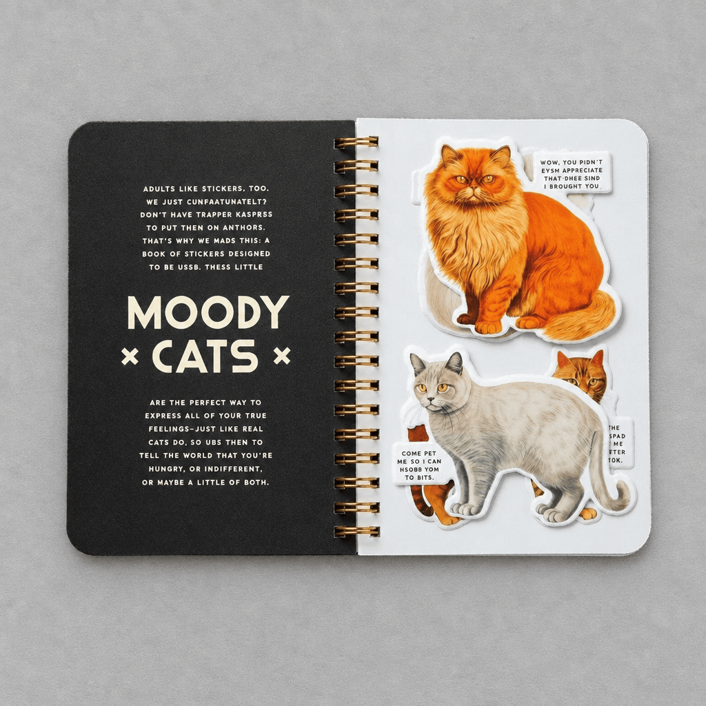 Moody Cats Sticker Book photo 5 on the lighter grey backdrop