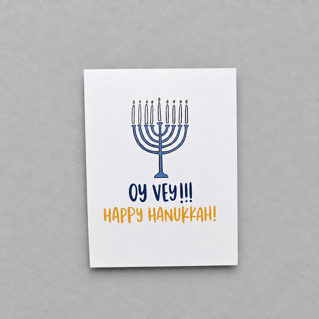 Oy Vey Hanukkah Card photo 1 on the lighter grey backdrop
