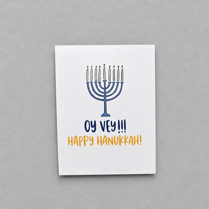 Oy Vey Hanukkah Card photo 1 on the lighter grey backdrop