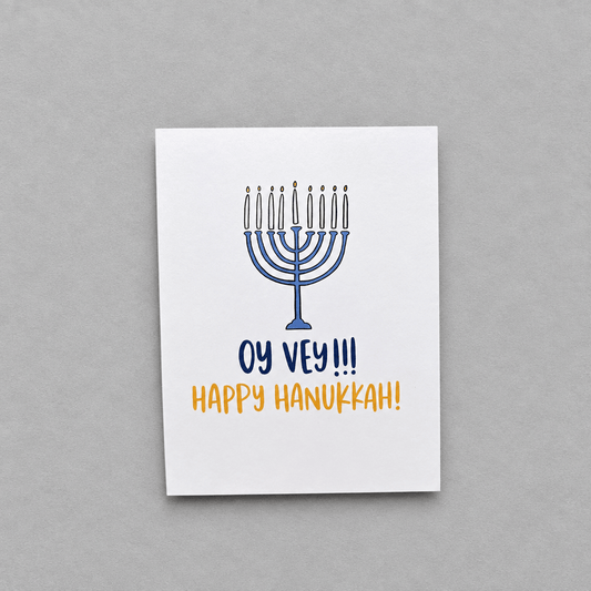 Oy Vey Hanukkah Card photo 1 on the lighter grey backdrop