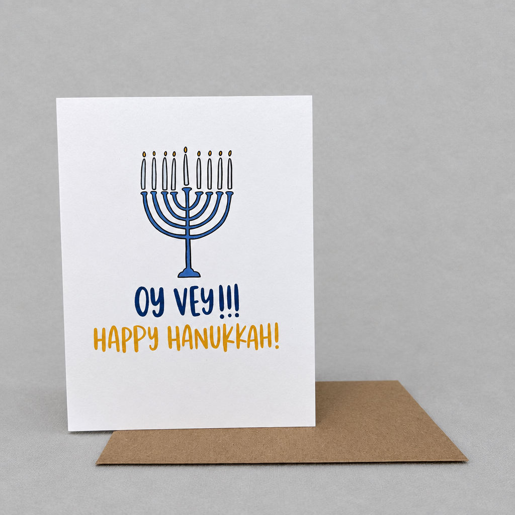 Oy Vey Hanukkah Card photo 2 on the lighter grey backdrop