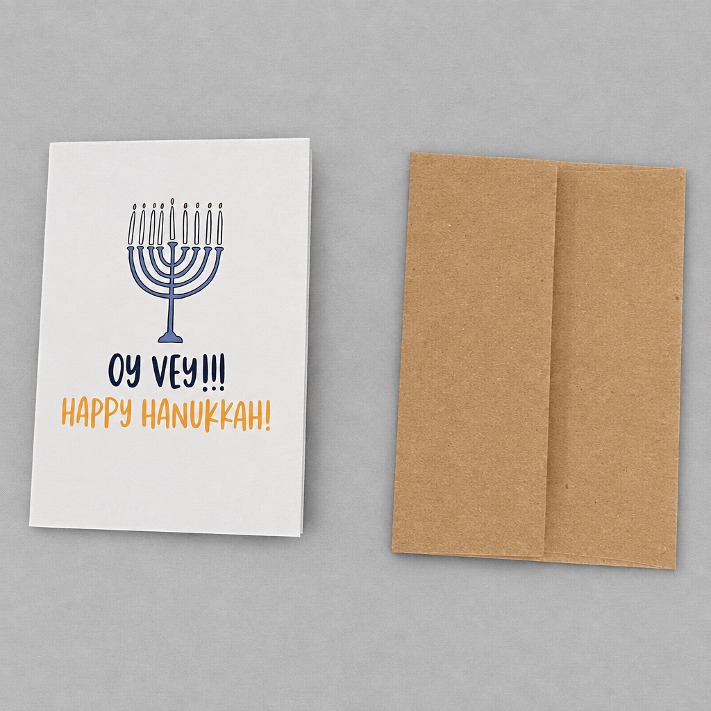 Oy Vey Hanukkah Card photo 3 on the lighter grey backdrop